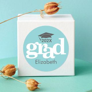 Graduation Bold Simple Modern Typography Turquoise Classic Round Sticker