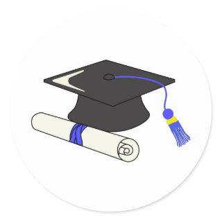 Graduation Cap And Diploma Classic Round Sticker