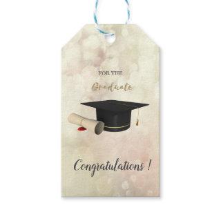 Graduation Cap , Diploma, Bokeh,Graduate Gift Tags