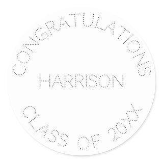 Graduation custom name class year minimalist classic round sticker