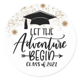 Graduation Let The Adventure Begin Class Of 2021 Classic Round Sticker