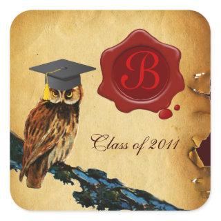 GRADUATION OWL PARCHMENT AND RED WAX SEAL MONOGRAM