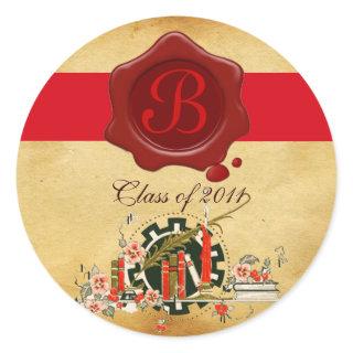 GRADUATION PARCHMENT AND RED WAX SEAL MONOGRAM