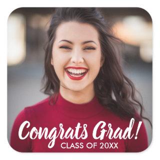 Graduation Photo Congrats Grad Class 20XX Custom Square Sticker