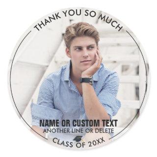 Graduation Photo Thank You Class of 20XX Custom Classic Round Sticker