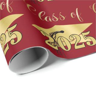 Graduation Red Metallic Gold Class Year