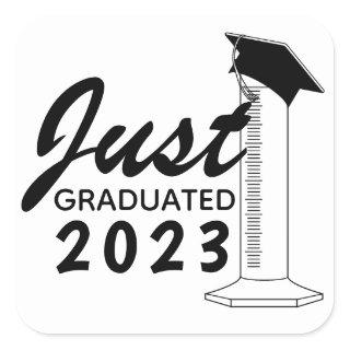 Graduation Science Graduated Cylinder Hat Year Square Sticker