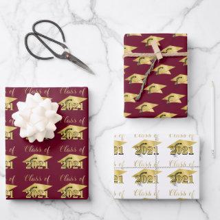 Graduation Script Class Year Burgundy Gold Foil  Sheets