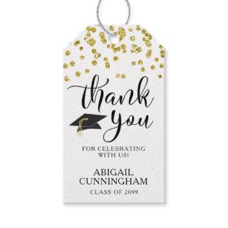 Graduation Script THANK YOU Gold Confetti  Gift Tags