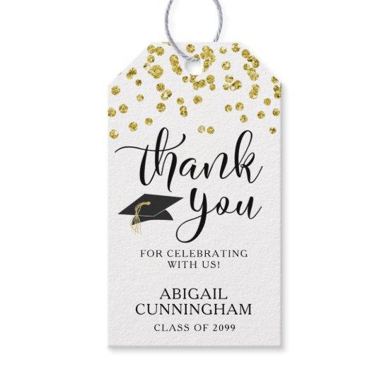 Graduation Script THANK YOU Gold Confetti  Gift Tags