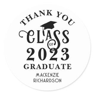 Graduation Thank You Class Year Custom Color Classic Round Sticker