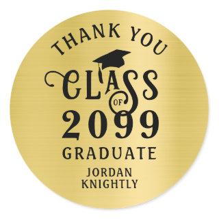 Graduation Thank You Custom Color Faux Gold Foil Classic Round Sticker