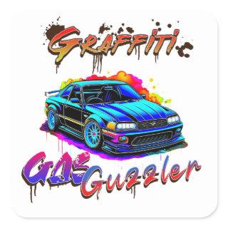 GRAFFITI GAS GUZZLER - DRIFT CAR SQUARE STICKER