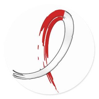 Graffiti Red White Ribbon Aplastic Anemia Classic Round Sticker