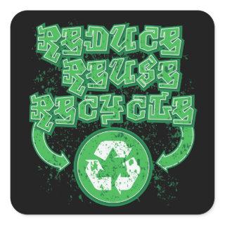 Graffiti Reduce Reuse Recycle Square Sticker