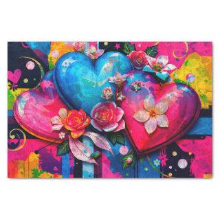 [Grafitti Love] Colorful Abstract Hearts & Flowers Tissue Paper