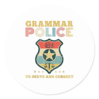 Grammar Police To Serve And Correct Costume Classic Round Sticker