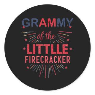 Grammy Of The Little Firecracker 4th Of July Birth Classic Round Sticker