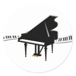 Grand piano and Keyboard Classic Round Sticker