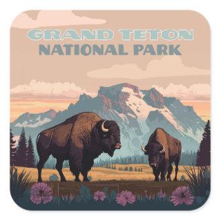 Grand Teton National Park Jackson Wyoming Mountain Square Sticker