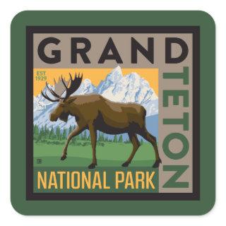 Grand Teton National Park Moose Square Sticker