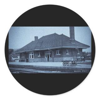 Grand Trunk Depot Pontiac Michigan (Cyan) Classic Round Sticker