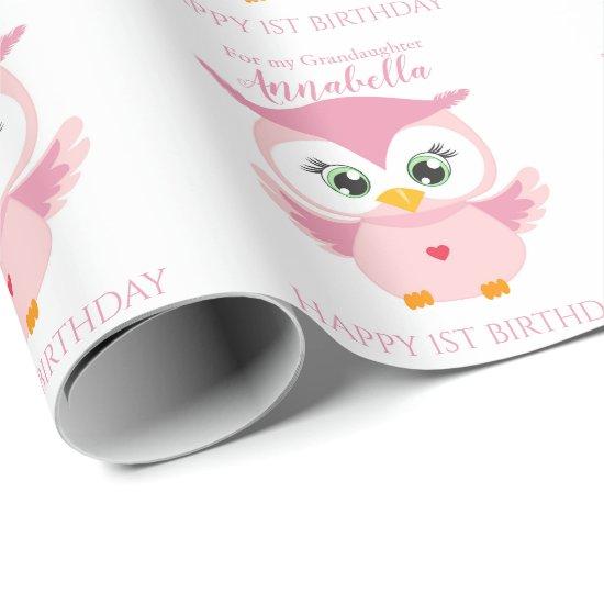 Grandaughter First Birthday Cute Pink Owl