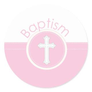 Granddaughter Baptism Congratulations Pink Child o Classic Round Sticker