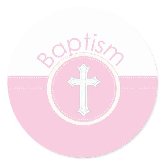 Granddaughter Baptism Congratulations Pink Child o Classic Round Sticker