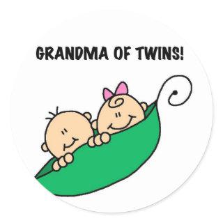 Grandma of Twins Peas in a Pod Tshirts and Gifts Classic Round Sticker