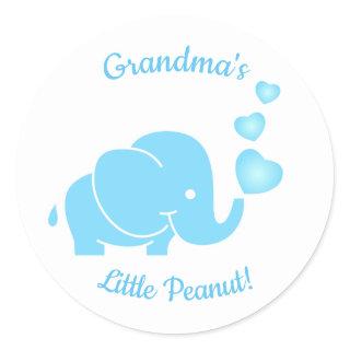 Grandma's Little Peanut Baby Blue Classic Round Sticker