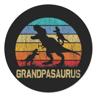 Grandpa Dinosaur T Rex Grandpasaurus 2 kids Classic Round Sticker