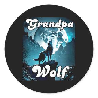 Grandpa Wolf Matching Tribe Wolves Camping Pack Fa Classic Round Sticker