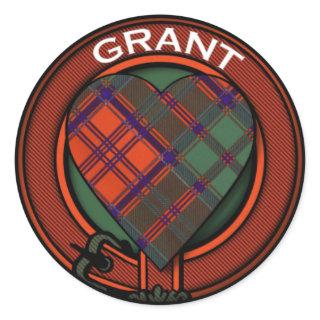 Grant Heart Tartan design Classic Round Sticker