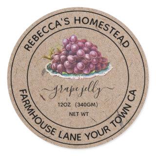 Grape Jelly Kraft Paper Canning Jar Labels