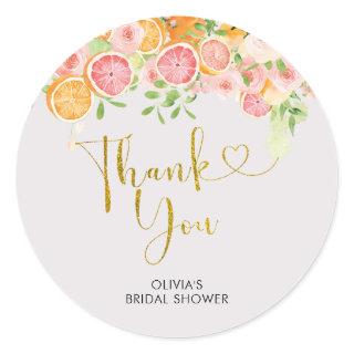 Grapefruit Citrus Bridal Shower Thank You Sticker