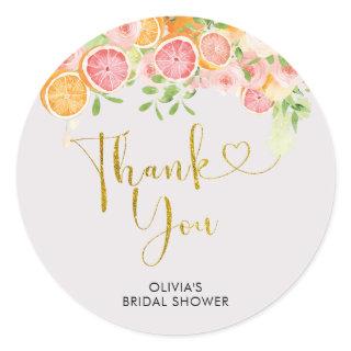 Grapefruit Citrus Bridal Shower Thank You Sticker