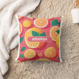 Grapefruit Retro Colorful Personalized Pattern Throw Pillow