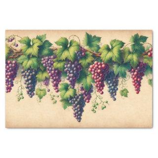 Grapes and Vine on Parchment Decoupage Tissue Paper