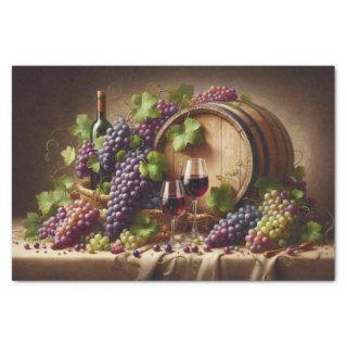 Grapes and Wine Still Life Decoupage Tissue Paper