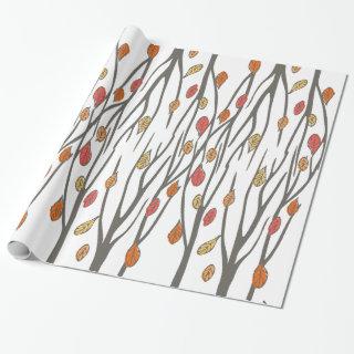 Graphic autumn fall leaves and trees pattern
