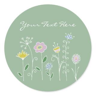 Graphic flower design classic round sticker