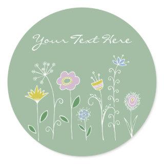 Graphic flower design classic round sticker