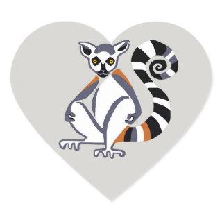 Graphic- Ring-tailed LEMURS - Madagascar -  Heart Sticker