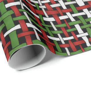 Graphical Woven Burlap Seasonal Red Green White