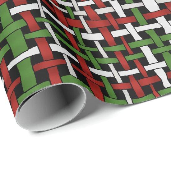 Graphical Woven Burlap Seasonal Red Green White