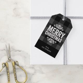 Gray and BlackBuffalo Check Rustic Christmas Gift Tags