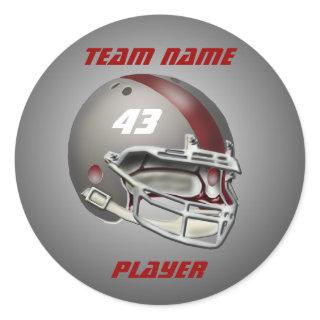 Gray and Maroon Football Helmet Classic Round Sticker