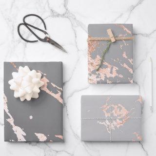 Gray and Rose Gold Marble Look  Sheets