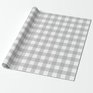 Gray and White Check Plaid |Large Pattern
